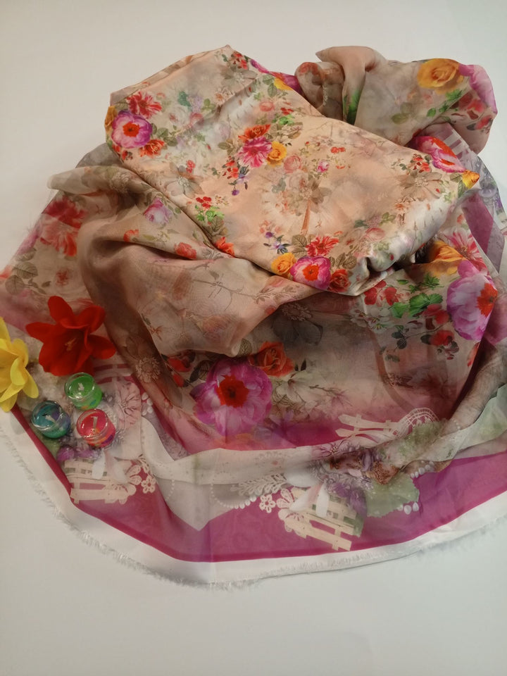 Digital Silk With Chiffon Dupatta (2 Piece)