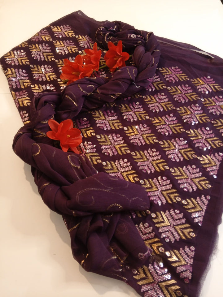 Tilla And Sequins Embroidery Chiffon (2 Piece)